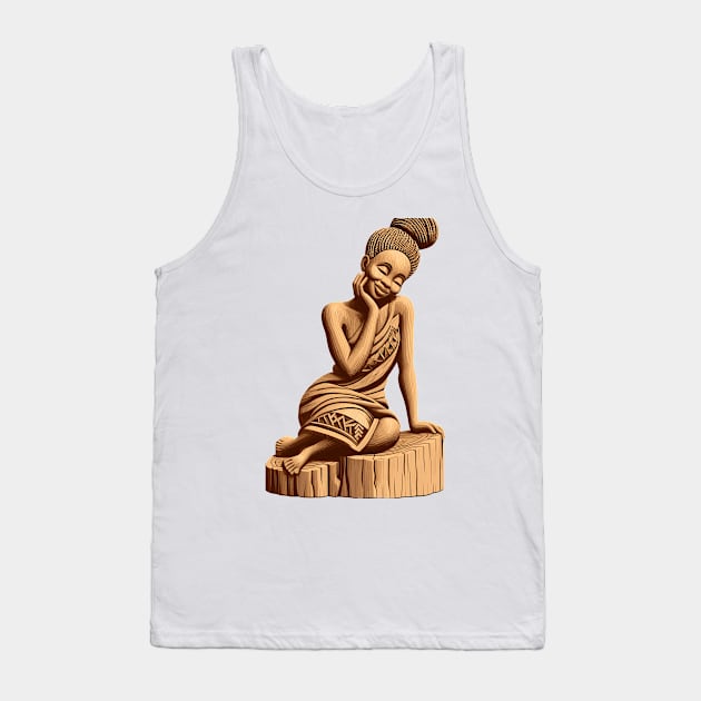 Afrocentric Woman Wooden Carving Tank Top by Graceful Designs